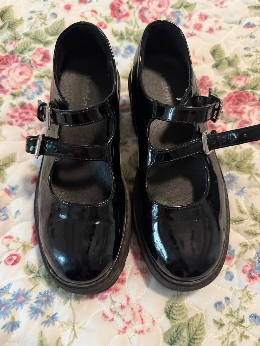 Limelight Girls Black Patent Double-Strap Mary Jane Dress Shoes